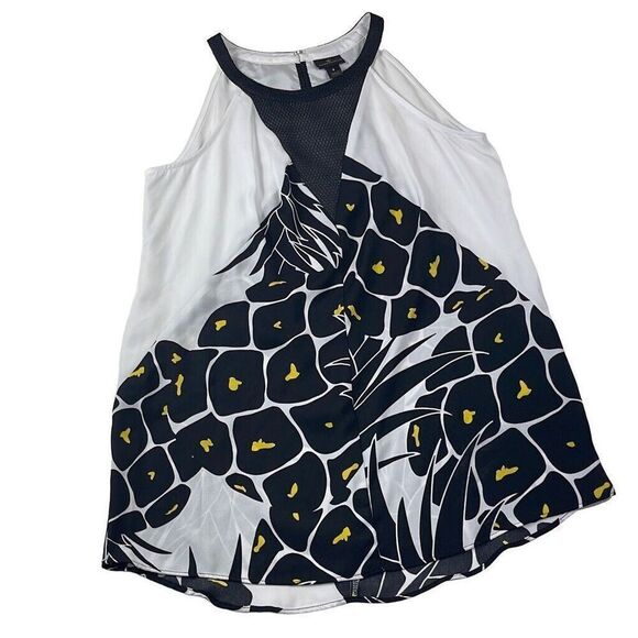 Worthington Shirt High Neck Sleeveless Women's Halter Pineapple Print Black Smal - Picture 1 of 8